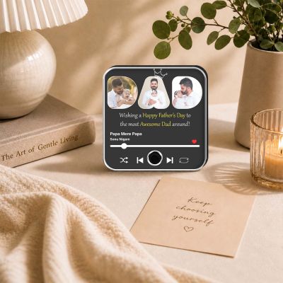 Customized Day Musical Fridge Magnet Photo Frame | Custom with Song & Photo Unique Fathers Day & Birthday, Papa, and Grandpaa Home Decor Magnet